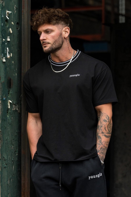 Youngla 435 Modern Noble Uomo Camicie Nere | RK2398104