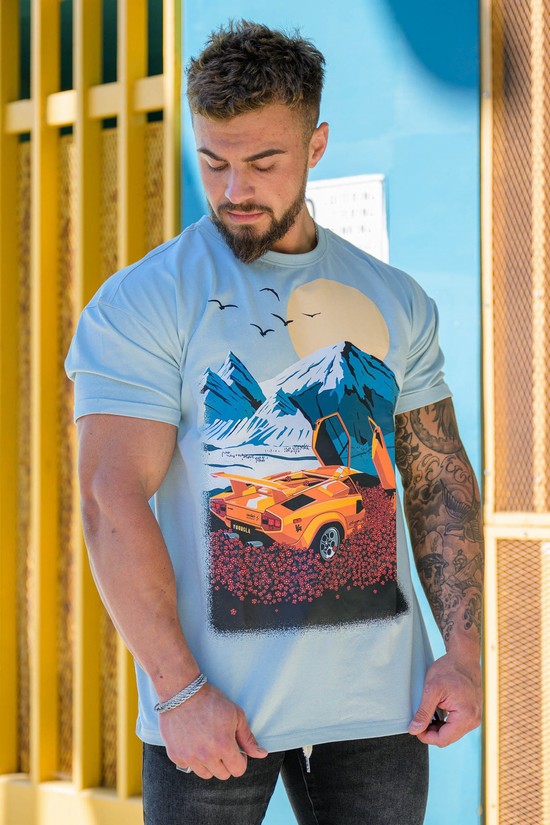 Youngla 438 Motion Picture Uomo Camicie Blu Chiaro | YO1652903