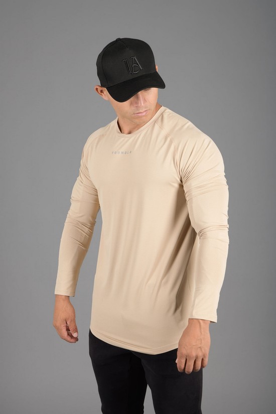 Youngla 441 Performance Line Longsleeve Uomo Camicie Beige | DX1046582