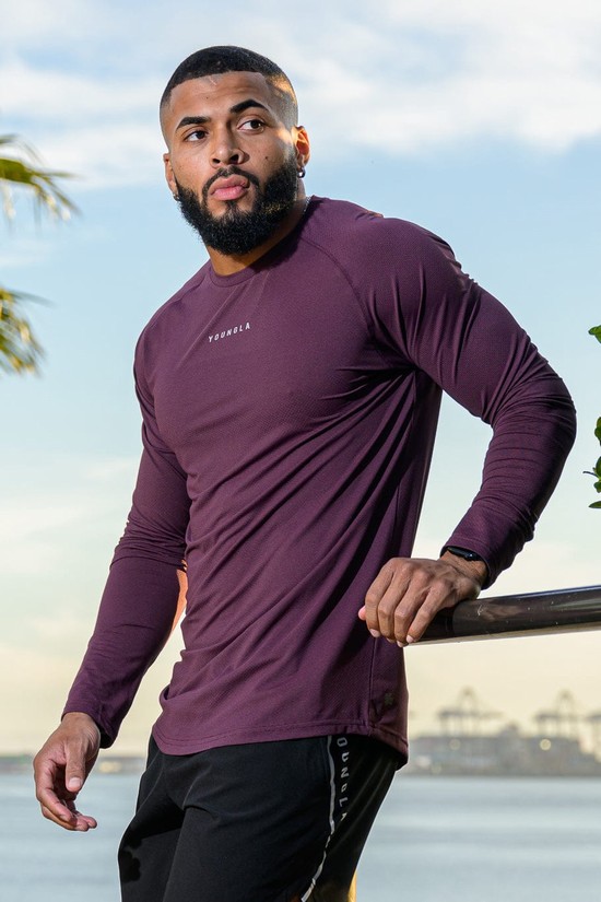 Youngla 441 Performance Line Longsleeve Uomo Camicie Viola | PY4231607