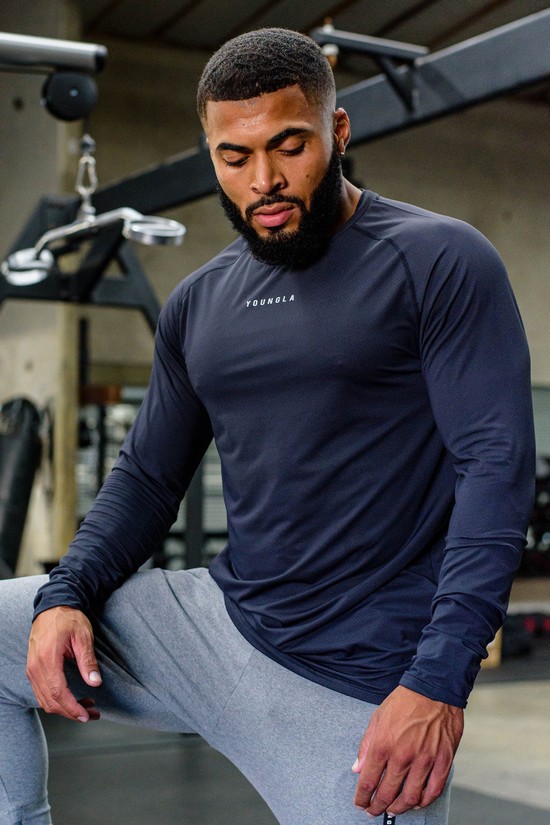 Youngla 441 Performance Line Longsleeve Uomo Camicie Blu Marino | QN6052348