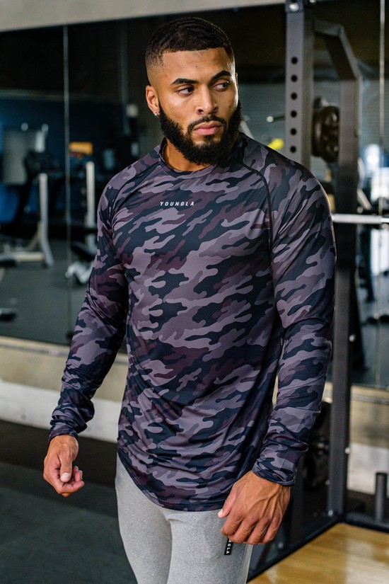 Youngla 441 Performance Line Longsleeve Uomo Camicie Viola | ZF1689423