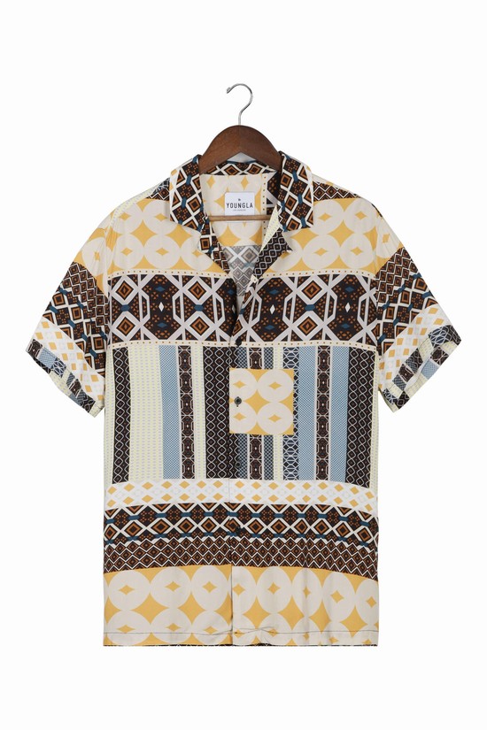 Youngla 445 Cabo Vibez Printed Uomo Camicie Colorate | HB9257084
