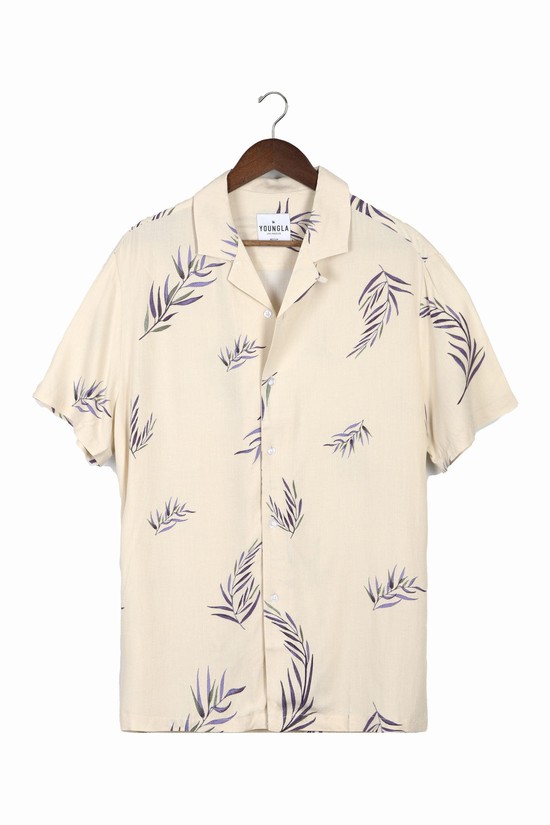 Youngla 445 Cabo Vibez Printed Uomo Camicie Beige | LT6872914
