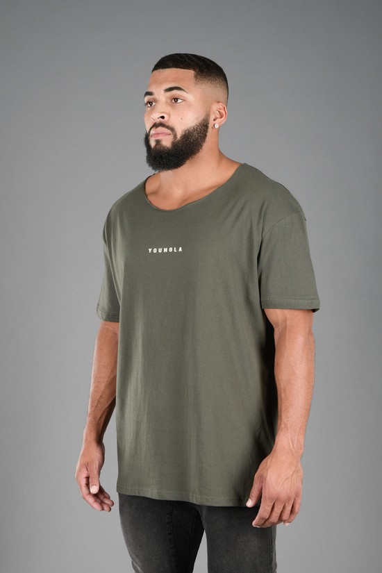 Youngla 447 Larghe Neck Raw Cut Uomo Camicie Grigie | AY4639827