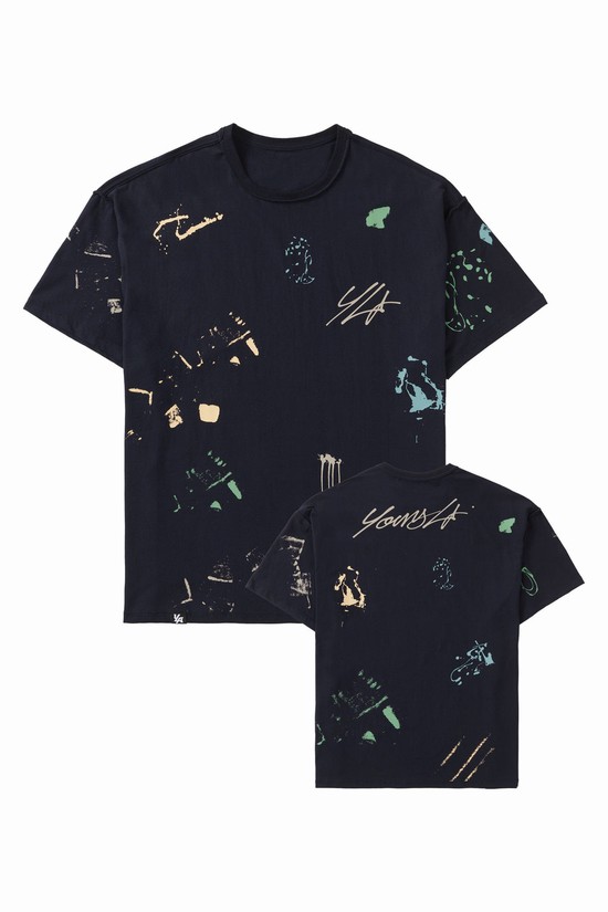 Youngla 458 Duo Splatter Uomo Camicie Blu Marino | DT0572694