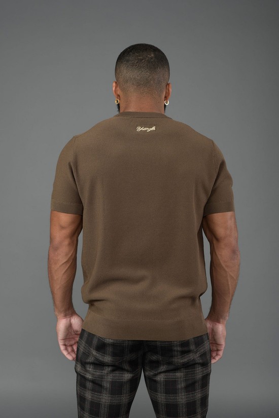 Youngla 460 Classy Lavorato A Maglia Uomo Camicie Caffè | PG9546731