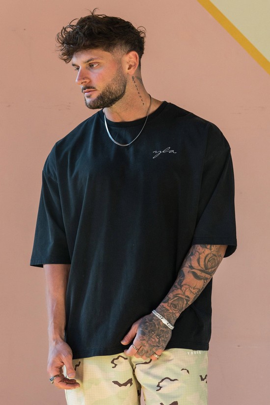 Youngla 464 Skyline Super Sized Uomo Camicie Nere | EI6301758
