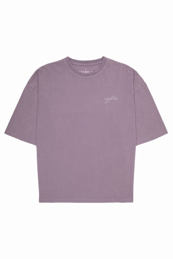 Youngla 464 Skyline Super Sized Uomo Camicie Viola | ZJ3479816