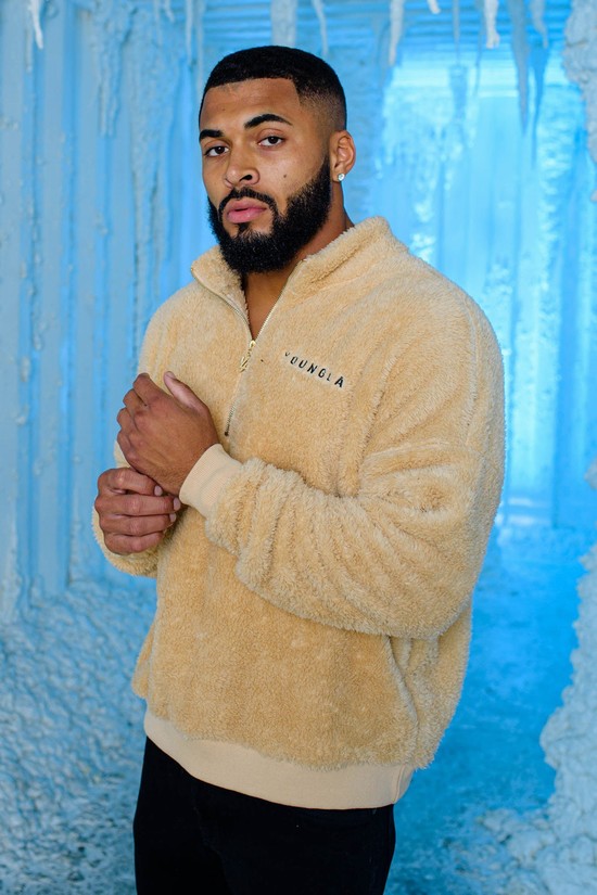 Youngla 505 Quarter Zip Teddy Fleece Uomo Felpe Beige | EW8592076