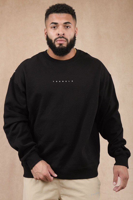 Youngla 507 Got Yo Back Crewnecks Uomo Felpe Nere | UB9604127