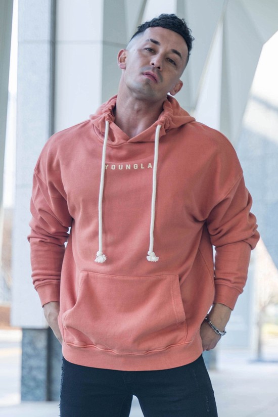 Youngla 513 Skyline Uomo Felpa Con Cappuccio Rosa | FC9078124