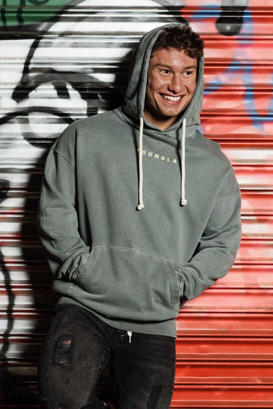 Youngla 513 Skyline Uomo Felpa Con Cappuccio Grigie | FI9507864