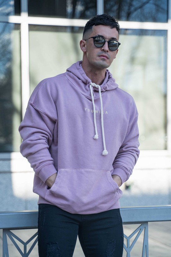Youngla 513 Skyline Uomo Felpa Con Cappuccio Viola | MU9328067