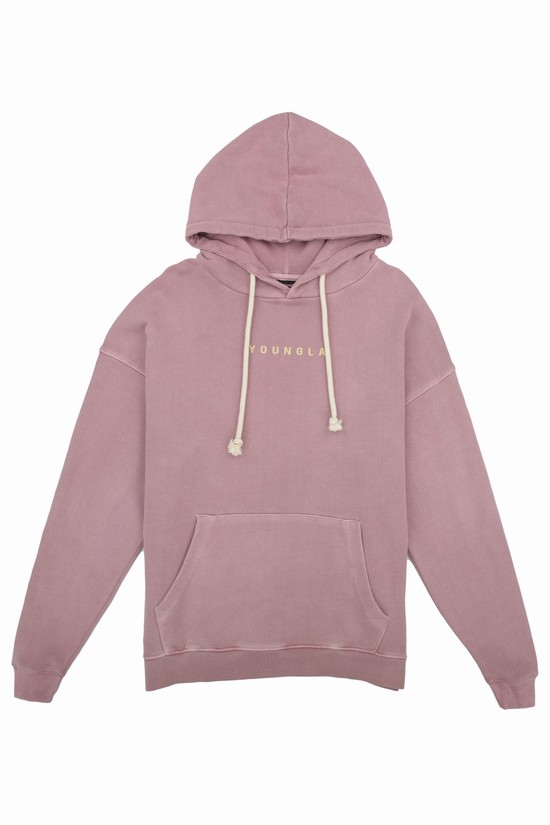 Youngla 513 Skyline Uomo Felpa Con Cappuccio Rosa | QB4936072