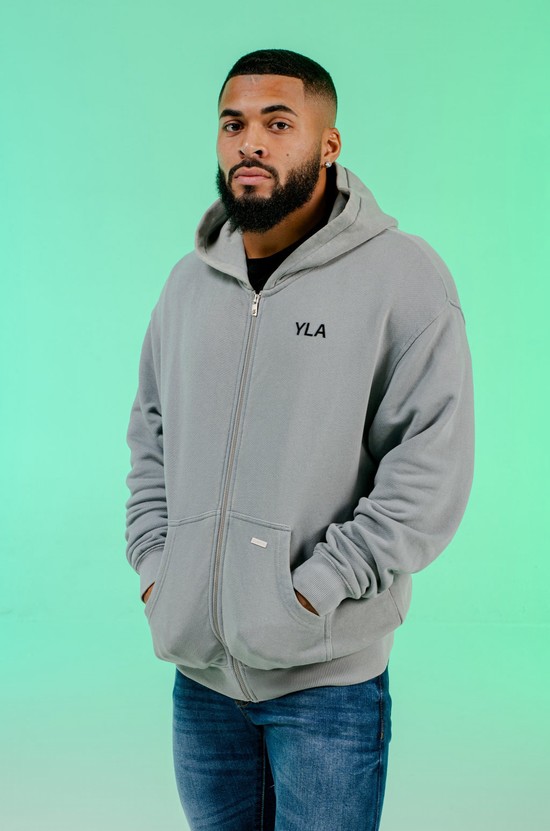 Youngla 515 Monarch Zip-up Uomo Felpa Con Cappuccio Grigie | HP8236459