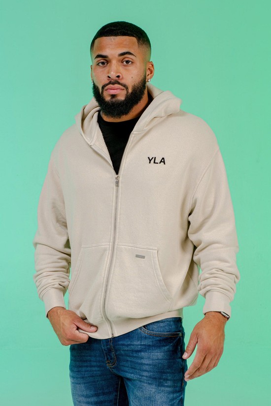Youngla 515 Monarch Zip-up Uomo Felpa Con Cappuccio Beige | LZ3598017