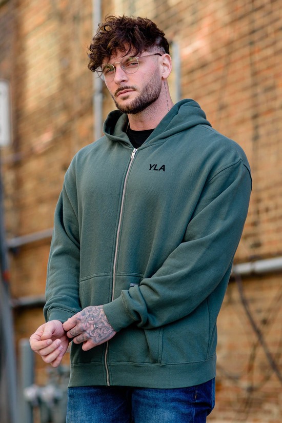 Youngla 515 Monarch Zip-up Uomo Felpa Con Cappuccio Verdi | PI0726915