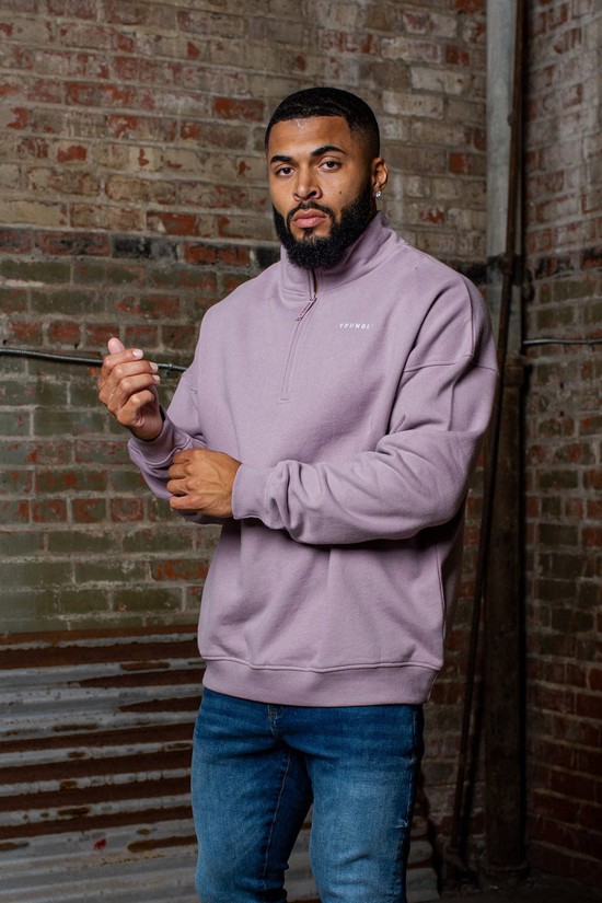 Youngla 516 Alumni Quarter Zips Uomo Felpe Rosa | BT7205964