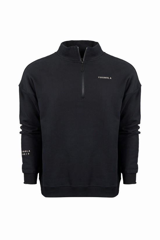 Youngla 516 Alumni Quarter Zips Uomo Felpe Nere | HS4701638