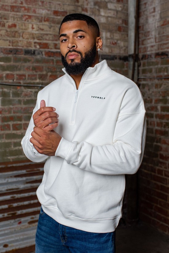 Youngla 516 Alumni Quarter Zips Uomo Felpe Bianche | KC9726385