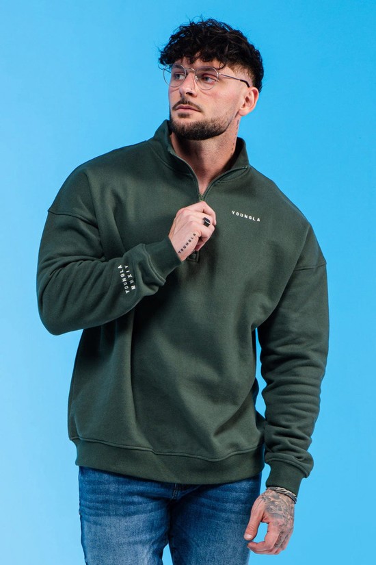 Youngla 516 Alumni Quarter Zips Uomo Felpe Verdi | KG5347209