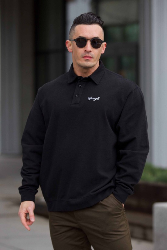 Youngla 517 The Modern Uomo Magliette Polo Nere | RE9763540