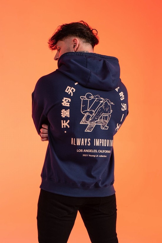 Youngla 521 Goat Uomo Felpa Con Cappuccio Blu | KP0416827