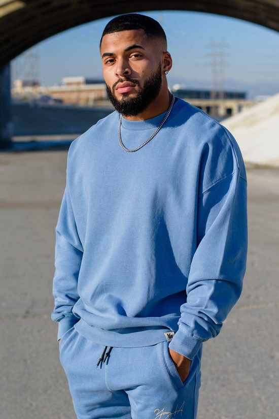 Youngla 530 Gin N Juice Oversized Crewnecks Uomo Felpe Blu | EA9560347