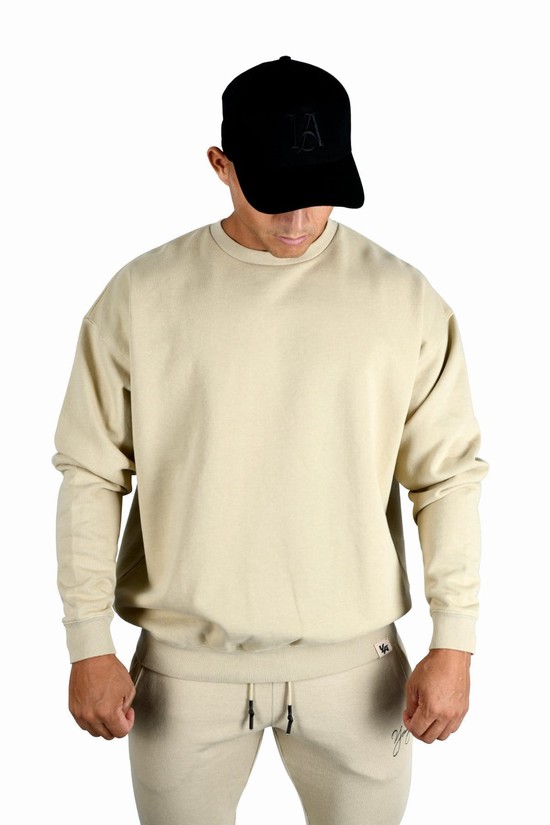 Youngla 530 Gin N Juice Oversized Crewnecks Uomo Felpe Beige | LH3985167