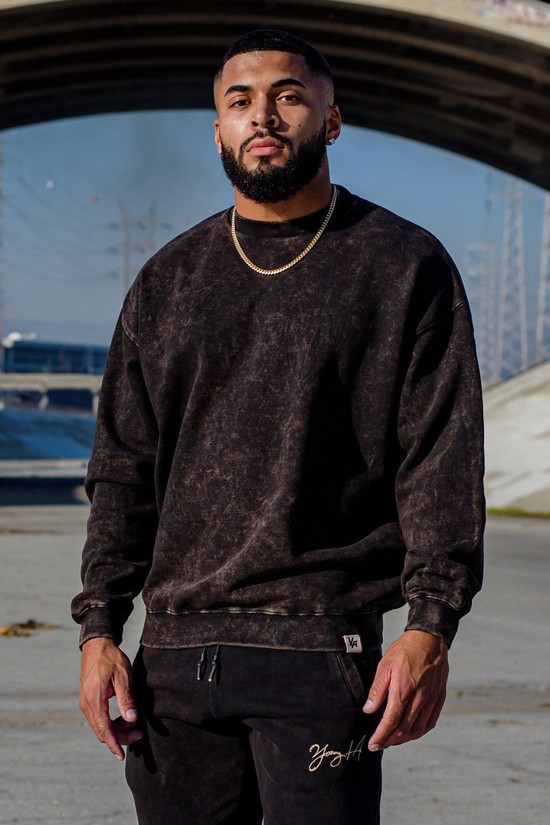Youngla 530 Gin N Juice Oversized Crewnecks Uomo Felpe Nere | UG0579132