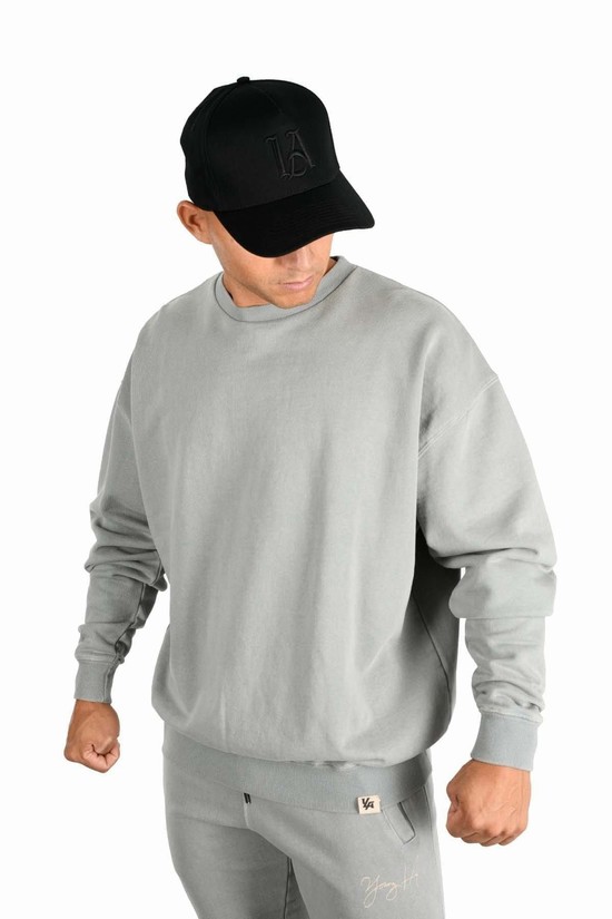 Youngla 530 Gin N Juice Oversized Crewnecks Uomo Felpe Grigie | VO6729184
