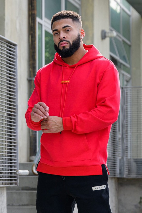 Youngla 542 Pro-tech Uomo Felpa Con Cappuccio Rosse | ZG8719356