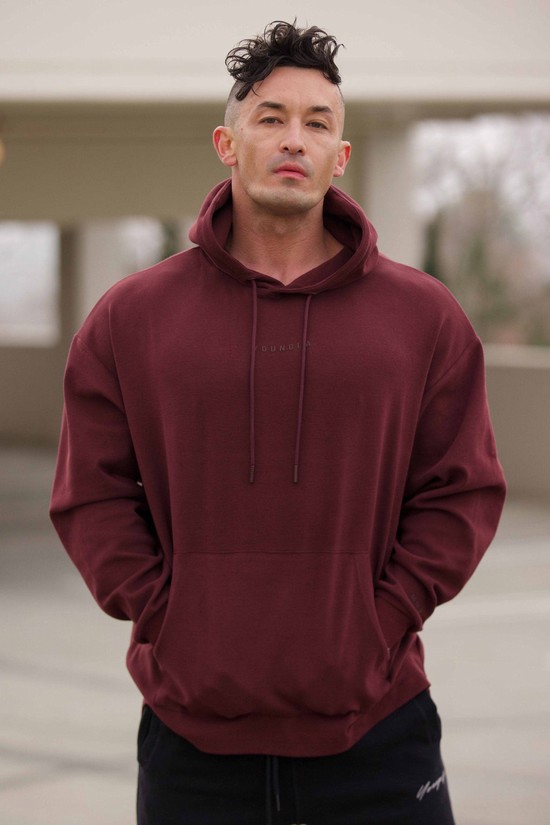 Youngla 544 Cloud Uomo Felpa Con Cappuccio Bordeaux | KF4529306
