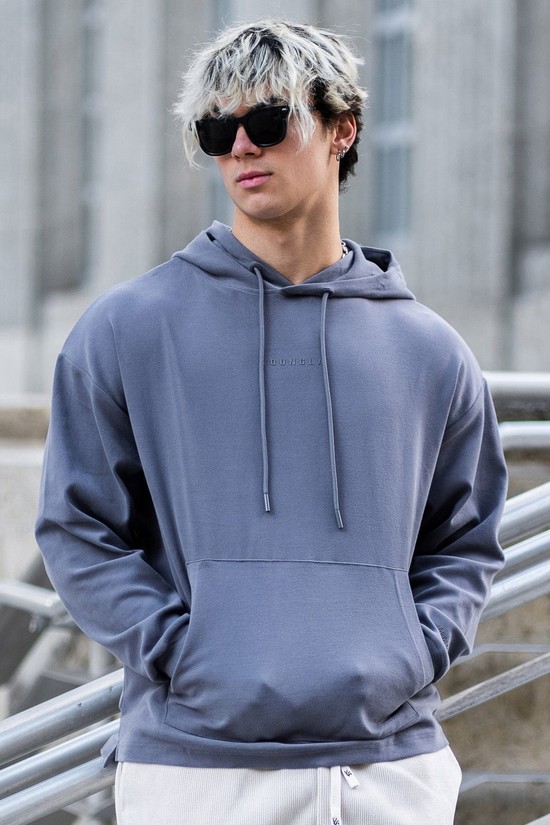 Youngla 544 Cloud Uomo Felpa Con Cappuccio Grigie | RQ0712894