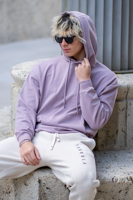 Youngla 544 Cloud Uomo Felpa Con Cappuccio Viola | VG2583710