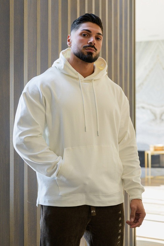 Youngla 544 Cloud Uomo Felpa Con Cappuccio Bianche | YL9018256