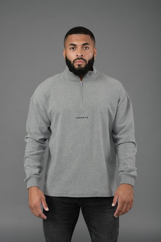 Youngla 545 Cloud Quarter Zip Uomo Felpe Grigie | XJ7230815