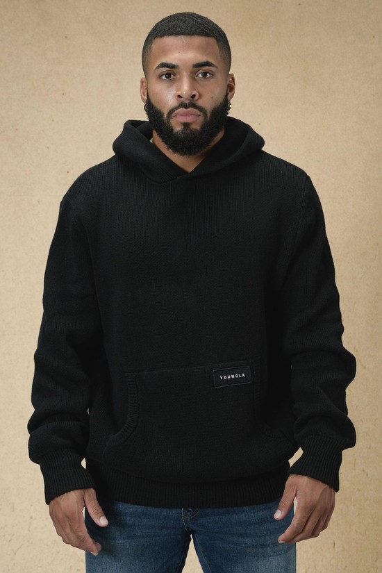 Youngla 547 Mojave Lavorato A Maglia Uomo Felpa Con Cappuccio Nere | AZ2501483