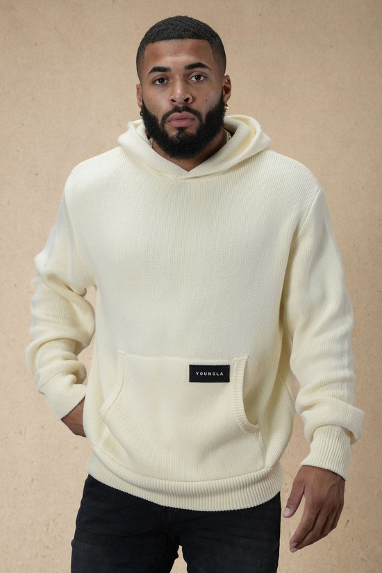Youngla 547 Mojave Lavorato A Maglia Uomo Felpa Con Cappuccio Bianche | KE5962314