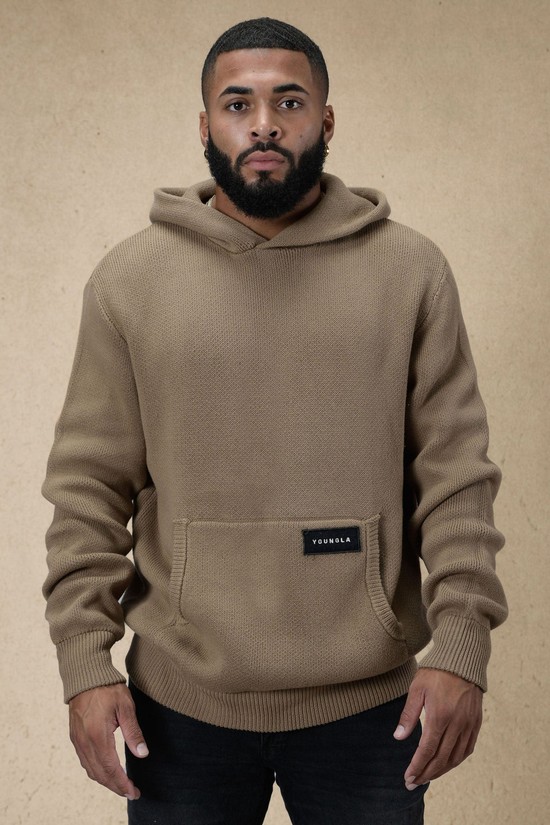 Youngla 547 Mojave Lavorato A Maglia Uomo Felpa Con Cappuccio Grigie | ZH3157894
