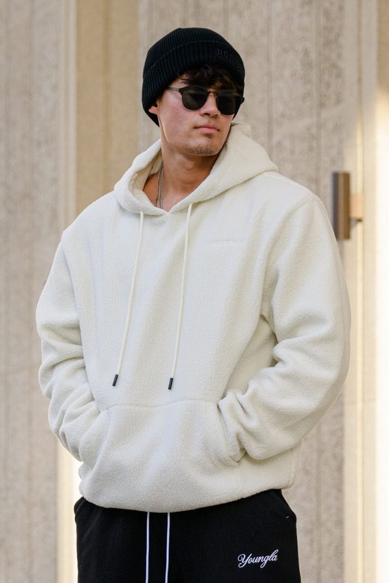 Youngla 552 The Plushs Uomo Felpa Con Cappuccio Bianche | ZB2798460