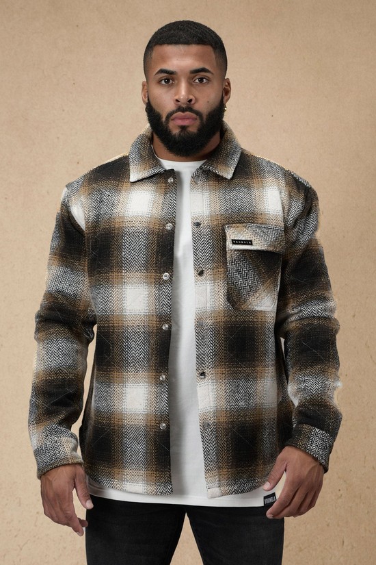 Youngla 556 High Profile Flannel Uomo Giacca Marroni Bianche | EY5349187