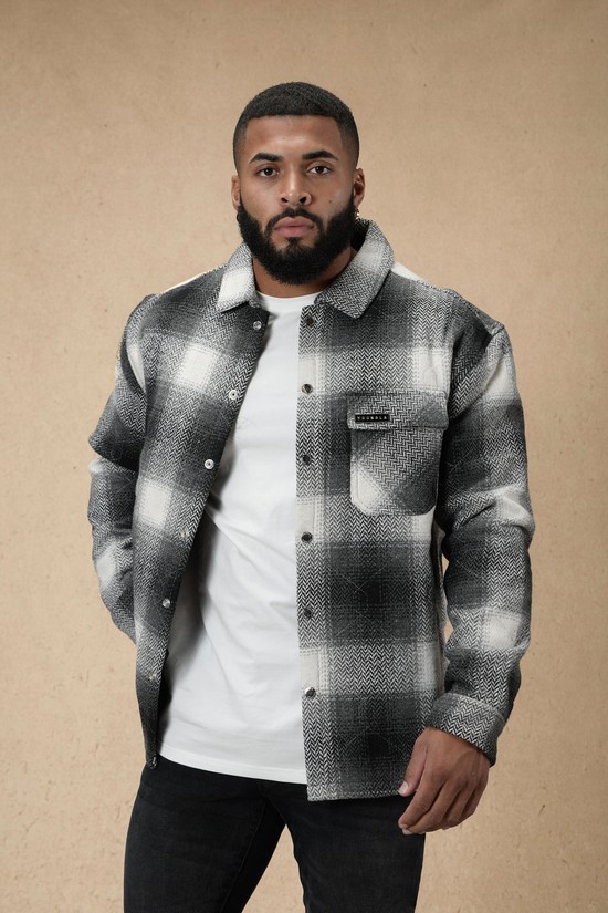 Youngla 556 High Profile Flannel Uomo Giacca Nere Bianche | MD4875902