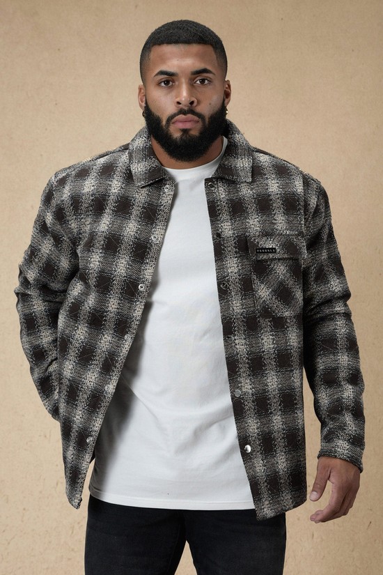 Youngla 556 High Profile Flannel Uomo Giacca Nere Grigie | VI2093671