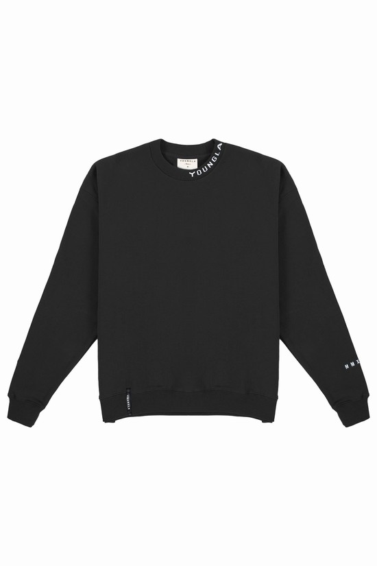 Youngla 557 Trademark Crewnecks Uomo Felpe Nere | KW2198564
