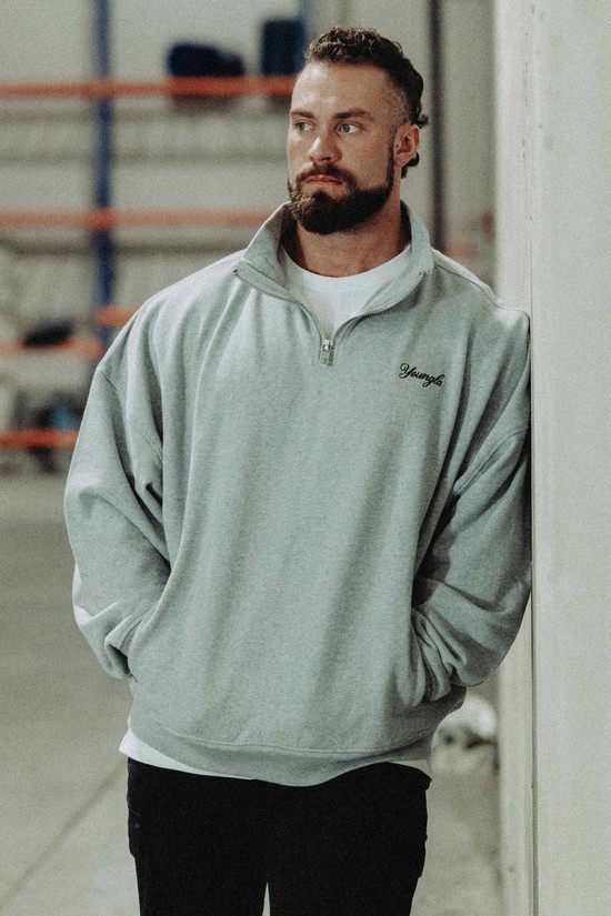 Youngla 558 Supersized G Quarter Zip Uomo Felpe Grigie | AO5364281