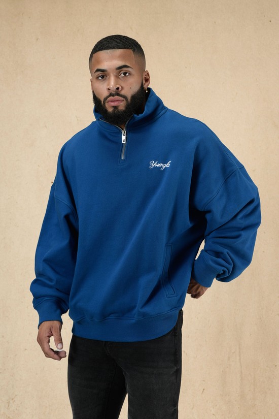 Youngla 558 Supersized G Quarter Zip Uomo Felpe Blu | FY9518462