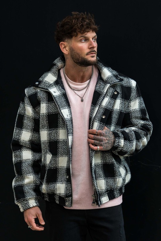 Youngla 563 Kingpins Uomo Giacca Bianche Nere | BZ0187352