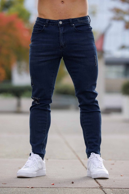 Youngla 607 Tailored Slim Fit Uomo Jeans Blu Marino | MT0178952
